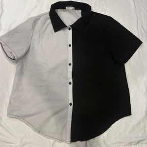 Black and White Button Up Yin Yang